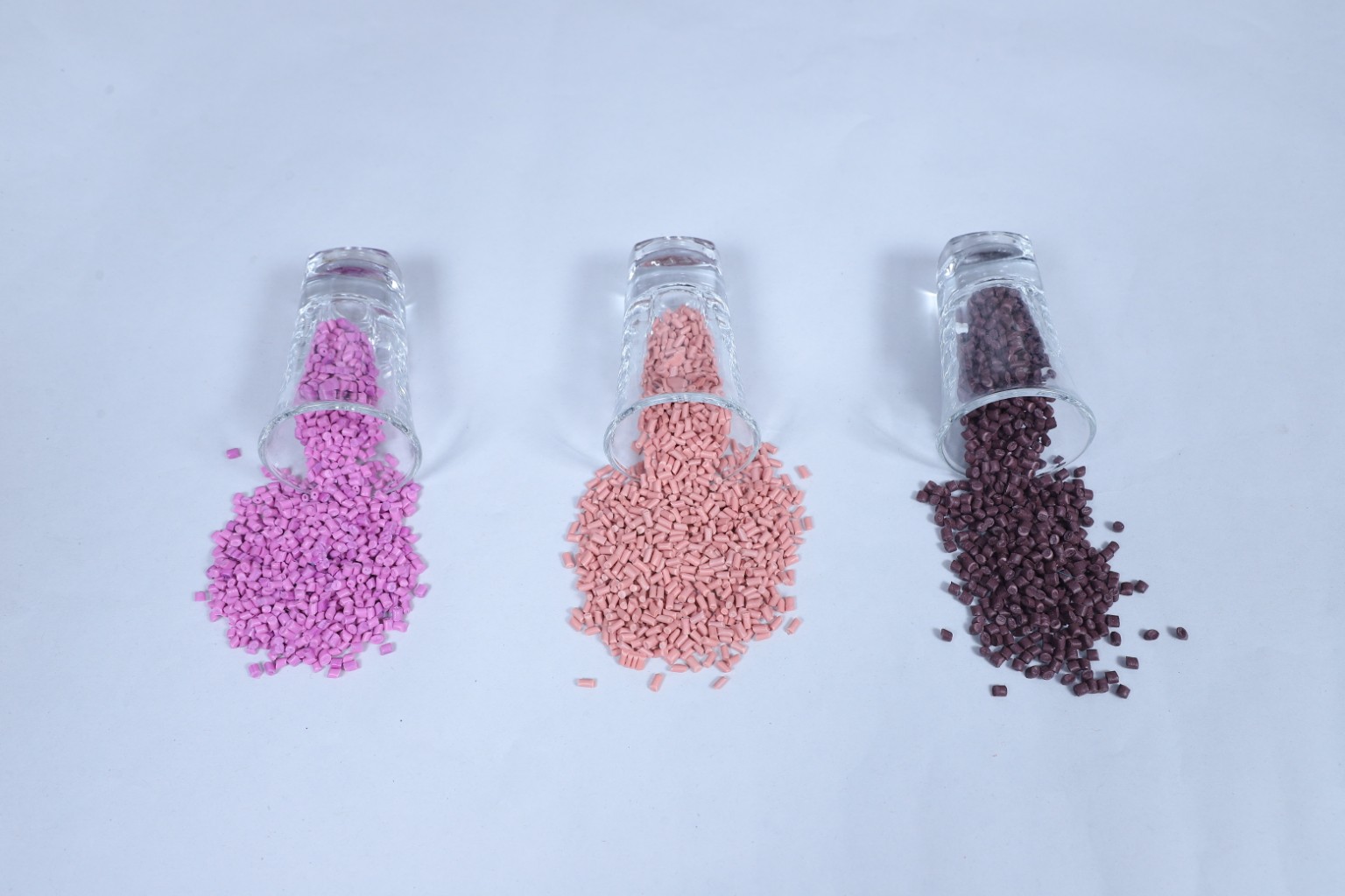 PP Colour Dana recycled granules in pink, peach and brown